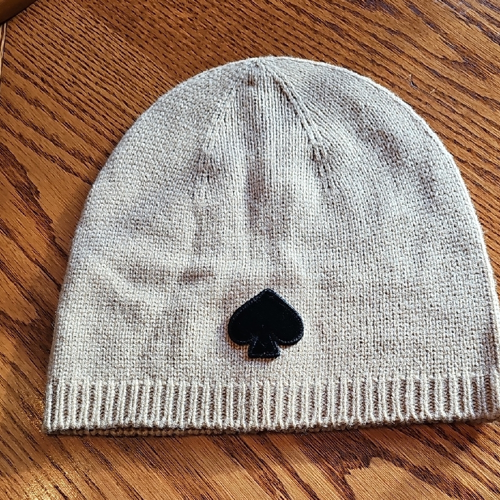 NWOT Kate Spade New York flocked Spade beanie.Camel color.